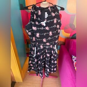 Golightly Black Dress with Pink Elephant Print